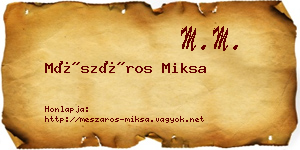 Mészáros Miksa névjegykártya